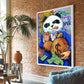 Purple Panda Funny Picture Money Bag Canvas Painting