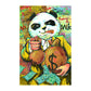 Purple Panda Funny Picture Money Bag Canvas Painting