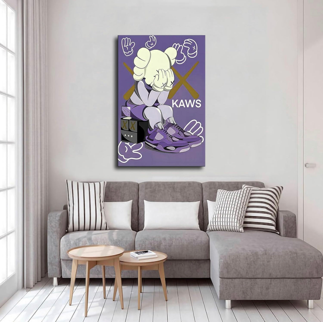 Kawss Poster Kawaii Room Decor Trend Canvas Wall Art Kaws Figure