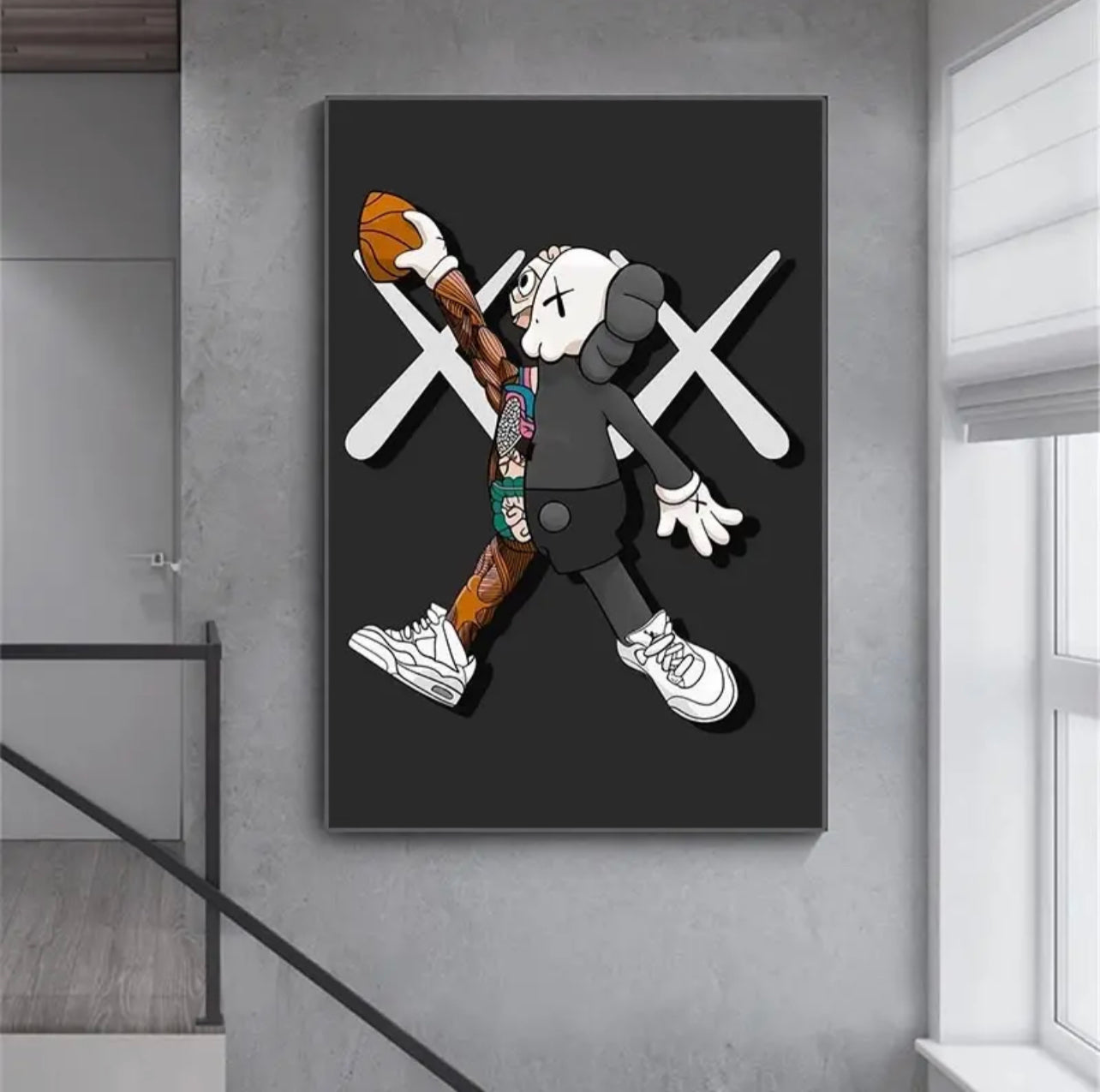 Canvas Art Painting Kaw Cartoon Character Playing Basketball